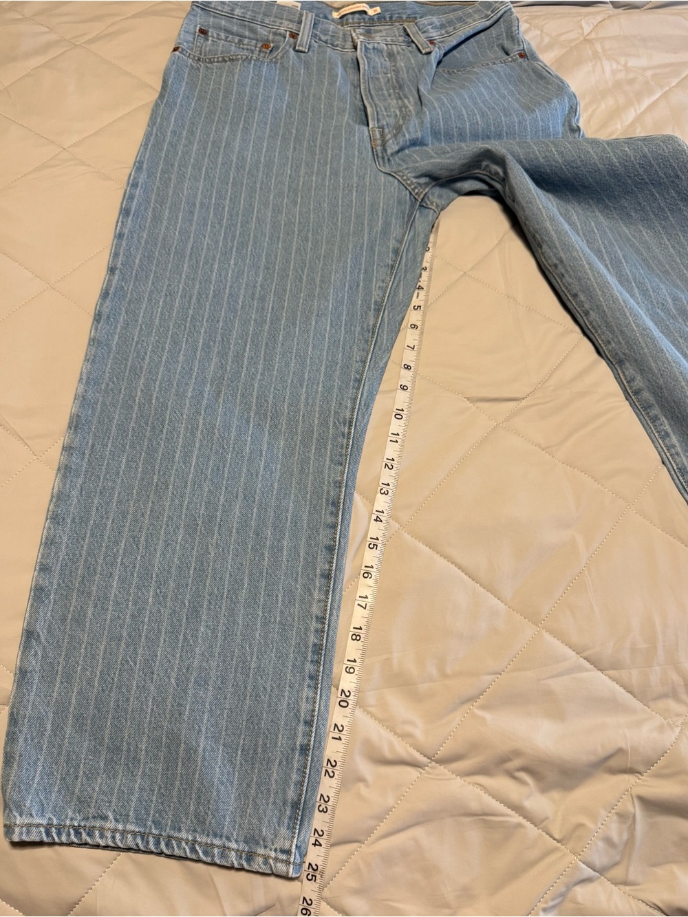 Light Blue Pinstripe Straight-Leg Levi’s. - Picture 10 of 11